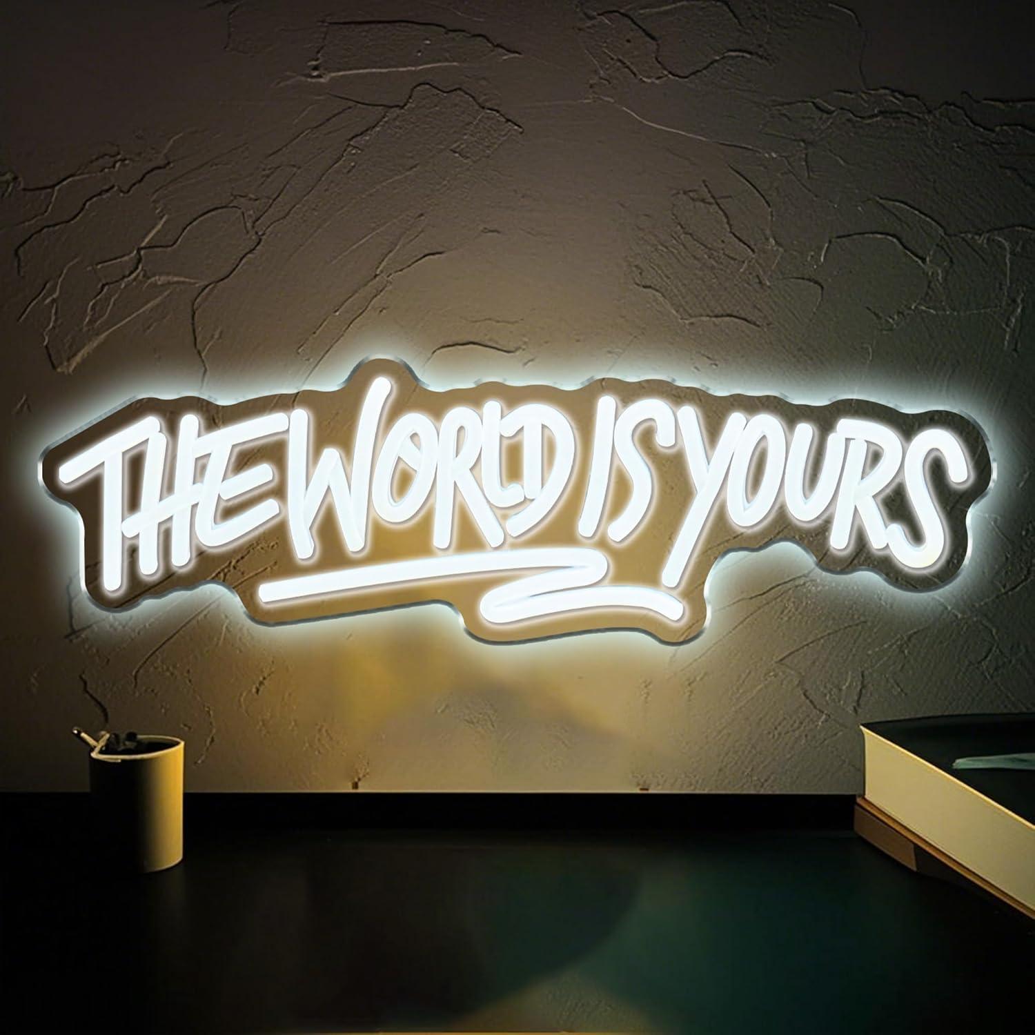 Led Lighting Wall Decor - Letrero de neón The World is