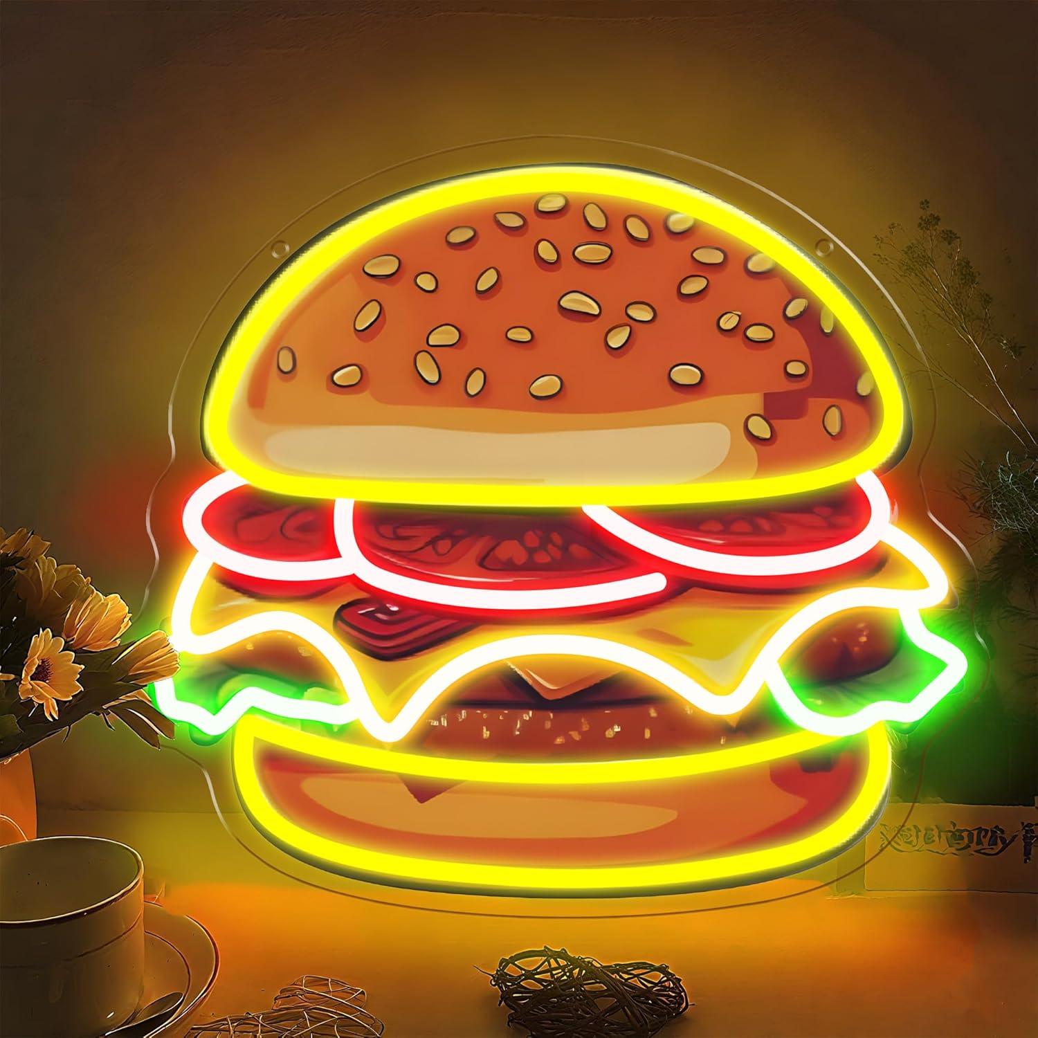 Led Lighting Wall Decor - Letrero Luminoso LED de Hamburguesa, Luz
