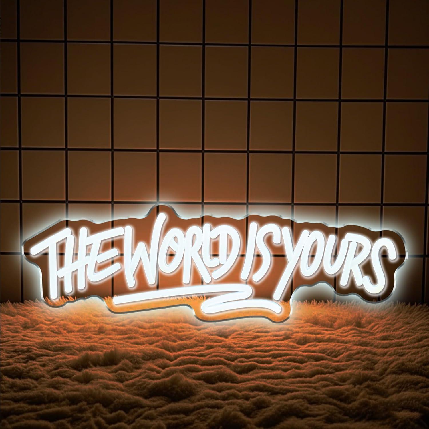 Letrero de neón The World is Y - Led Lighting Wall Decor reseña y precio