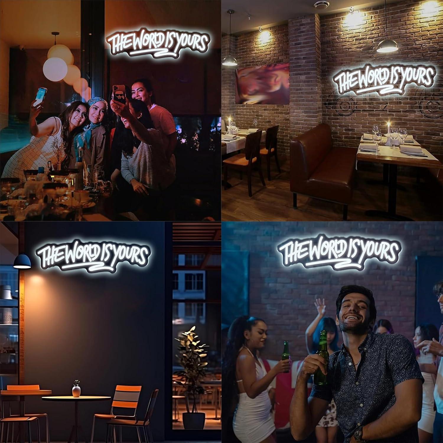 Letrero de neón The World is Y - Led Lighting Wall Decor reseña y precio